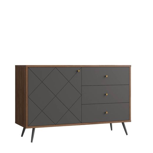Aparador de chapa de madera de nogal lacada Pärumm Ukko Grey 118x40x76 cm