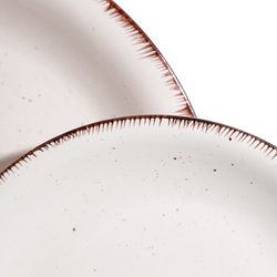 Service de vaisselle complet en grès blanc/marron 18 pièces