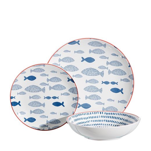 Vajilla Completa de 18 Piezas de Gres Peces