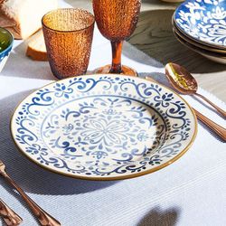 Service de table en céramique bleue et blanche 18 pièces | Naxos