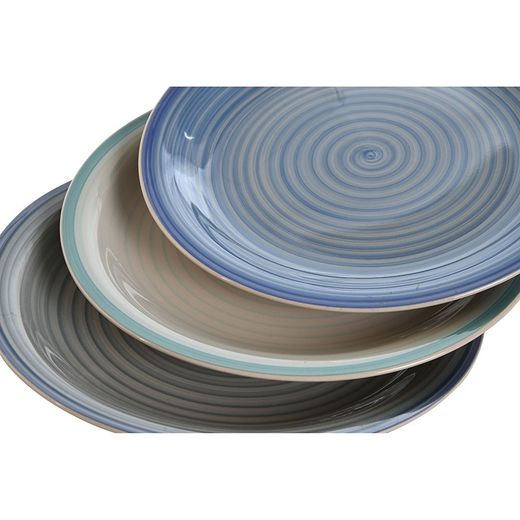18-piece stoneware tableware in blue tones | farm
