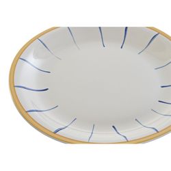 Vaisselle en grès 18 pièces multicolore | rayures bleues