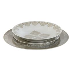 Stoviglie in porcellana da 18 pezzi nei colori beige e bianco | Delhi