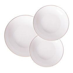 18-Piece White and Gold Porcelain Dinnerware Set | Greg
