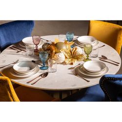 18-Piece White and Gold Porcelain Dinnerware Set | Greg