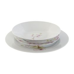 Vaisselle en porcelaine 18 pièces multicolore | amandier rose