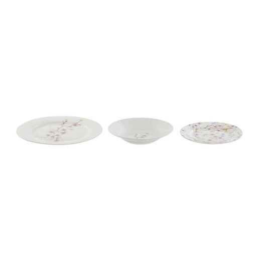 Vaisselle en porcelaine 18 pièces multicolore | amandier rose