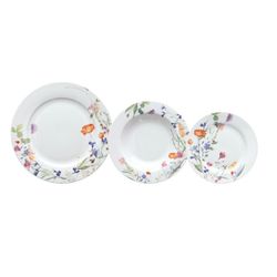 Louça de porcelana multicolorida de 18 peças | Flora