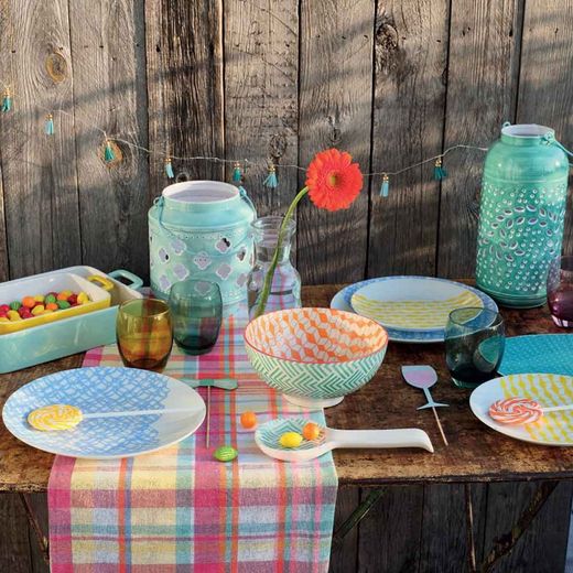 Vaisselle en porcelaine 18 pièces multicolore | Bonheur