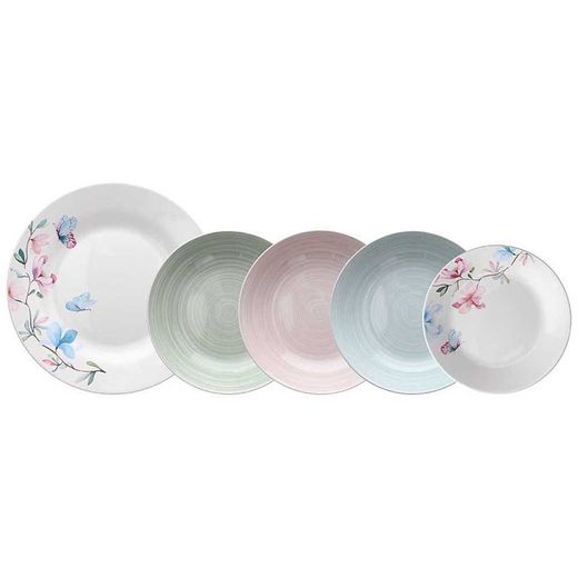 Vajilla de 18 piezas de porcelana en multicolor | Romance