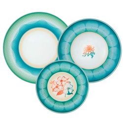 Vaisselle en porcelaine 18 pièces multicolore | Trésors