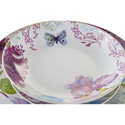 Louça de porcelana rosa 18 peças Borboleta — Qechic