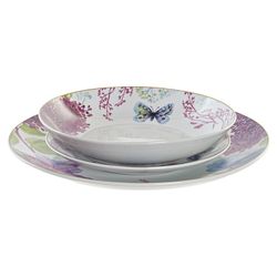Vaisselle en porcelaine 18 pièces en rose Papillon — Qechic