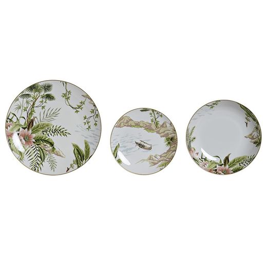 Vajilla de 18 piezas de porcelana en verde | Tropical