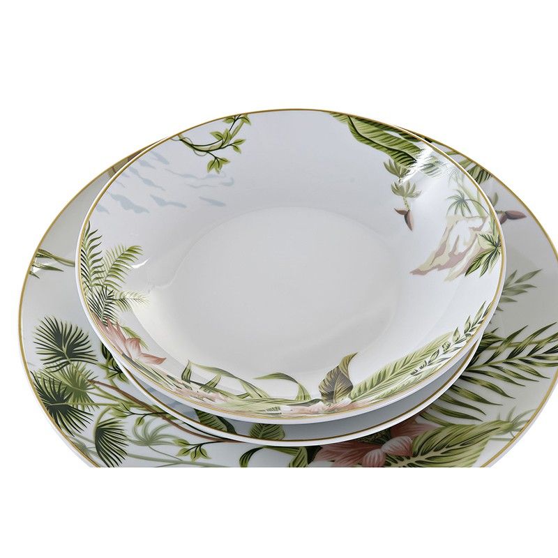 Service 18 Pièces Porcelaine Winterly - Assiettes Plates, Creuses Et à Dessert Noël Élégant Moderne