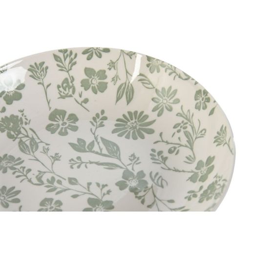 Service de table en porcelaine verte et blanche 18 pièces | Floral vert