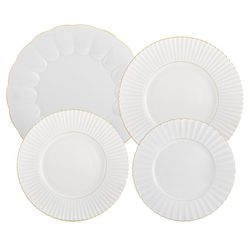 24-piece porcelain dinnerware set in white and gold | 200 Years