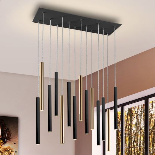 VARAS-Plafonnier Or / Noir, 25x82x40 cm