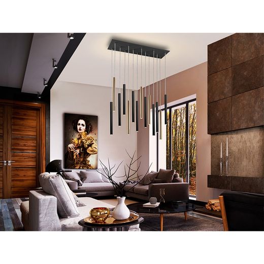 VARAS-Plafonnier Or / Noir, 25x82x40 cm