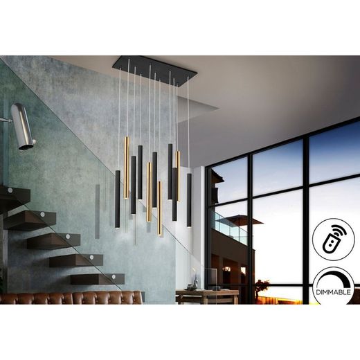 VARAS-Plafonnier Dimable Or / Noir, 25x61x40 cm