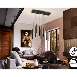 VARAS-Dimable Gold / Black Ceiling Lamp, 25x82x40 cm