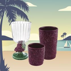 Niskie szkło ceramiczne w kolorze fioletowym, Ø 9 x 10 cm | Carmen Uvas