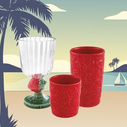 Niedriges rotes Steingutglas, Ø 9 x 10 cm | Carmen Fresas