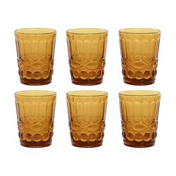Set of 6 water glasses, 6 wine glasses, and 6 amber crystal tumblers | Classic Garbo