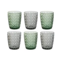Set de 6 copas de agua y 6 vasos de cristal en multicolor | Colors