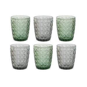 Set de 6 copas de agua y 6 vasos de cristal en multicolor | Colors