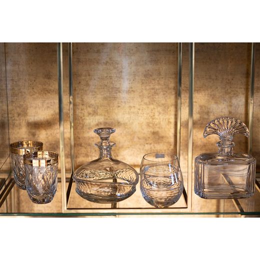 Hohes Whiskyglas aus klarem und goldenem Kristall, Ø 8,8 x 12 cm | Palazzo Gold