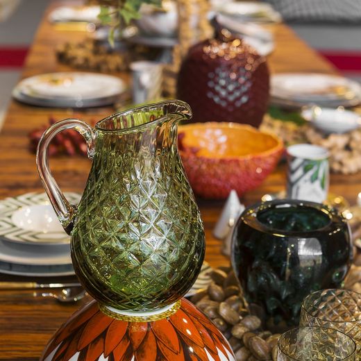 Green Low Glass in Green Buriti Glass, Ø8,8x13cm