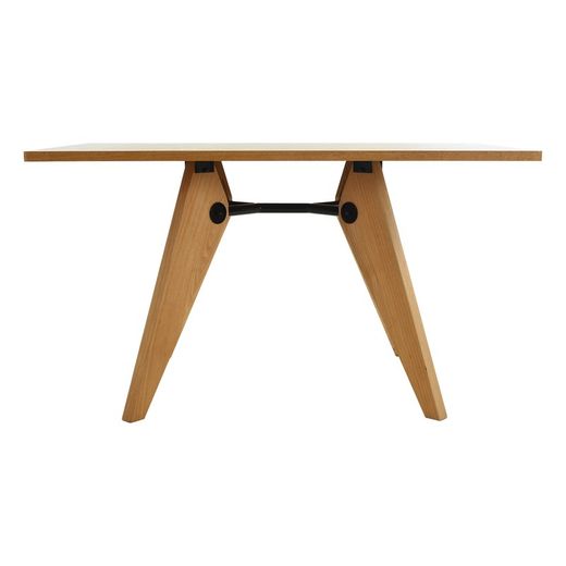 Stół VEGA-Hip z naturalnego popiołu i metalu, 130 x 80 x 73 cm