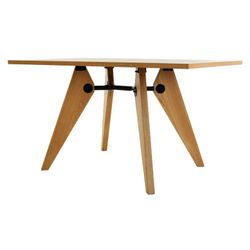 Stół VEGA-Hip z naturalnego popiołu i metalu, 130 x 80 x 73 cm