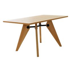 Stół VEGA-Hip z naturalnego popiołu i metalu, 130 x 80 x 73 cm