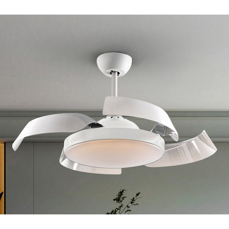 Ventilateur De Plafond Kisa Avec Lumière - Laiton Et Pales Blanc/érable 105 Cm - Pepeo