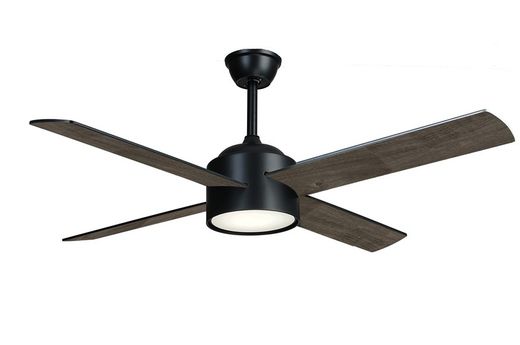 Drewniany wentylator sufitowy z oświetleniem Led Carpi Czarny/Brązowy, Ø132 cm