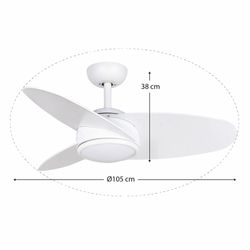 Ventilateur de plafond bois et fer blanc, Ø 105 x 38 cm | ascenseur CC