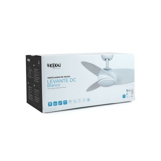 Ventilateur de plafond bois et fer blanc, Ø 105 x 38 cm | ascenseur CC