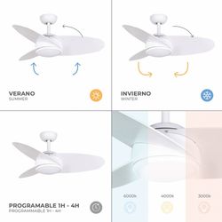 Ventilateur de plafond bois et fer blanc, Ø 105 x 38 cm | ascenseur CC