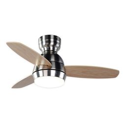 Ventilateur de plafond en bois et fer naturel clair et argent, Ø 92 x 34 cm | Mistral CC