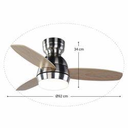 Ventilateur de plafond en bois et fer naturel clair et argent, Ø 92 x 34 cm | Mistral CC