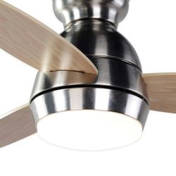 Ventilateur de plafond en bois et fer naturel clair et argent, Ø 92 x 34 cm | Mistral CC