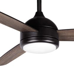 Ventilador de teto em madeira e ferro em natural escuro e prata, Ø 132 x 40 cm | Sirocco DC