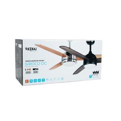 Ventilateur de plafond bois et fer naturel et argent, Ø 132 x 40 cm | Sirocco DC