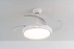 Metal Ceiling Fan with Led Light Aine White, Ø110 cm