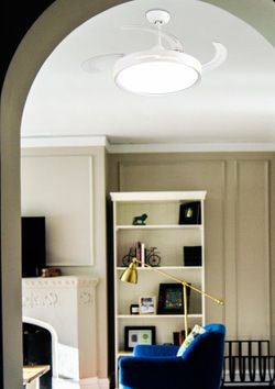 Metal Ceiling Fan with Led Light Aine White, Ø110 cm