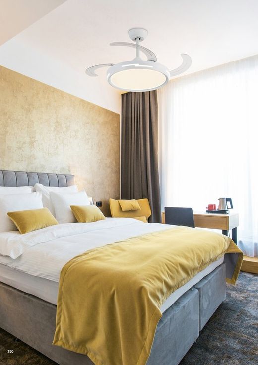 Metal Ceiling Fan with Led Light Aine White, Ø110 cm