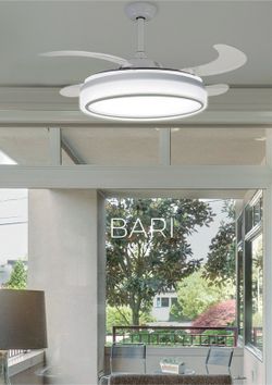 Ventilador de Teto Metal com Luz Led Bari Branco/Marrom, Ø110 cm