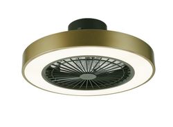 Ventilador de teto de metal com luz led Mumbai ouro/preto, Ø50